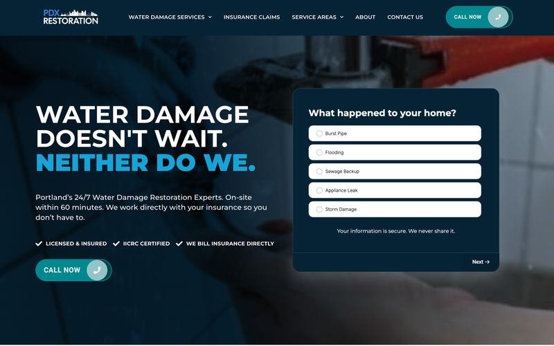 PDX Restoration website built by Sites Delight Creatives