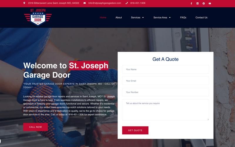 St Joseph Garage Door website built by Sites Delight Creatives